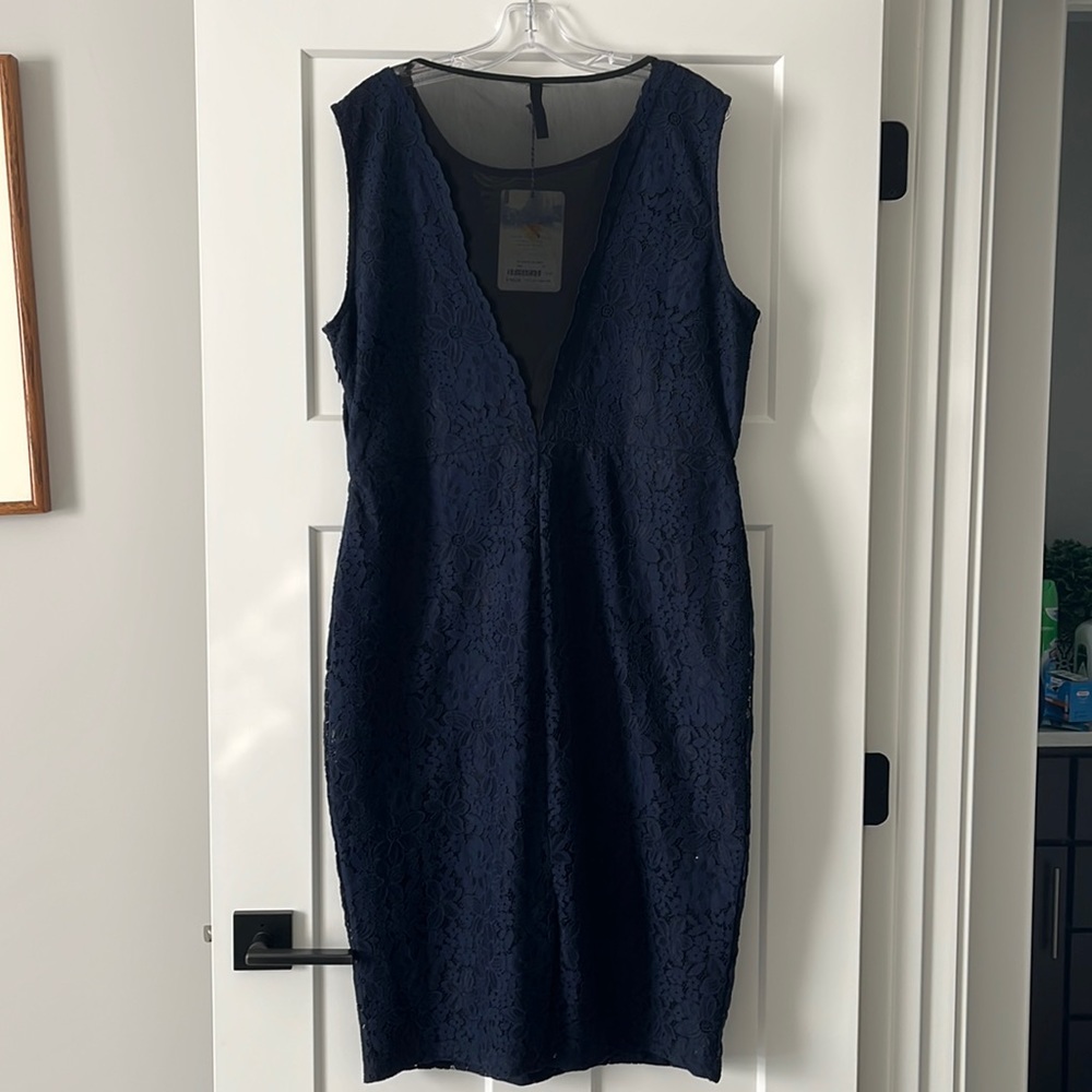 Navy lace cocktail dress